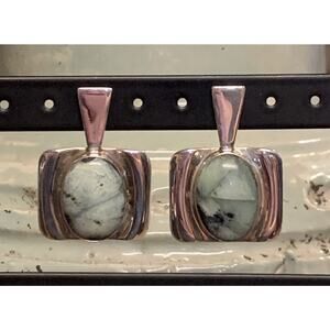 Jay King Earrings Sterling Silver and Green Hues Variscite Stones